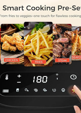 OSTBA 4.5QT Air Fryer with Tempered Glass LED Touch Screen, 6 Presets One-Touch Cooking, Adjustable Temp & Time, Dishwasher Safe Nonstick Basket, Oil-Free Healthy Cooking, 1–4 People