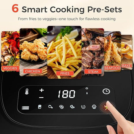 OSTBA 4.5QT Air Fryer with Tempered Glass LED Touch Screen, 6 Presets One-Touch Cooking, Adjustable Temp & Time, Dishwasher Safe Nonstick Basket, Oil-Free Healthy Cooking, 1–4 People