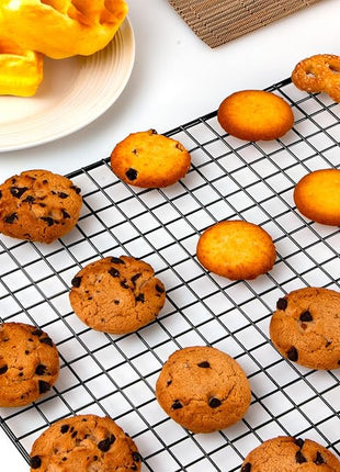 BRIOUT Cooling Rack for Baking, 16x10 Inches Baking Rack, Thick Wire Cookie Rack for Cooking, Roasting, Grilling, Drying, Oven Safe, Fits Half Sheet Pan, Black