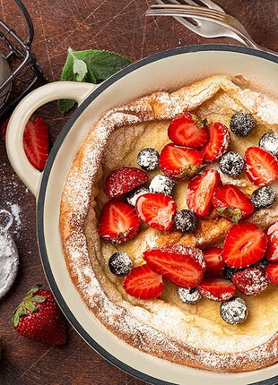 Miereirl 4.5 Quart Enameled Dutch Oven Pot with Lid, Cast Iron Dutch Oven with Dual Handles for Bread Baking, Cooking, Non-stick Enamel Coated Cookware (Beige)