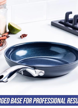 Blue Diamond Hard Anodized 8" 10" & 12" Diamond Infused Healthy Ceramic Nonstick Frying Pan Set, PFAS-Free, Stainless Steel Handle, Dishwasher & Oven Safe to 600F, Durable Cookware, Gray
