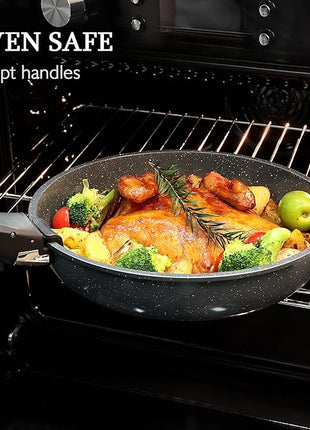 GiPP Ceramic Non Stick Frying Pans Set Removable Handle, Dishwasher & Oven Safe Nonstick Skillets with Detachable Handle, Healthy Cooking Compatible with All Stovetops, PFOA Free, RV Cookware set