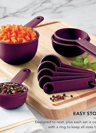 KitchenAid Measuring Cups and Spoon Set, Beetroot, 9-Piece