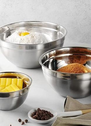 Mixing Bowls with Lids Set, Stainless Steel Mixing Bowls with Airtight Lids, Nesting Mixing Bowl Set for Space Saving Storage, Ideal for Cooking, Baking, Prepping & Food Storage