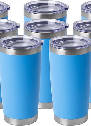HASLE OUTFITTERS 20oz Stainless Steel Tumblers Bulk, Insulated Travel Cup with Lid, Double Wall Vacuum Coffee Mug for Cold & Hot Drinks 8 Pack, Royal Blue