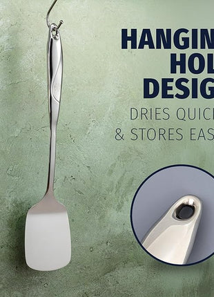 Zulay Kitchen Stainless Steel Solid Turner - 15” Large Metal Spatula for Cooking, Frying & Grilling - Durable, Heat-Resistant & Dishwasher Safe Kitchen Utensil for Everyday Use