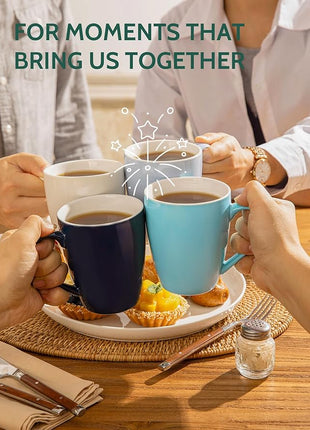 Sweese Porcelain Coffee Mugs - 16 Ounce (Top to the Rim) for Coffee, Latte, Tea, Cocoa, Set of 4, Turquoise