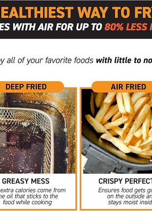 Gourmia Air Fryer Oven Digital Display 8 Quart Large AirFryer Cooker 12 Touch Cooking Presets, XL Air Fryer Basket 1700w Power Multifunction GAF838 Black and stainless steel air fryer