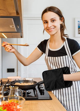 GROBRO7 5Pack Pot Holders for Kitchen Heat Resistant Cotton Potholder Multipurpose Hot Pad Machine Washable Oven Mitts with Pocket Potholders for Baking and Cooking 8.9 x 6.9 in Gray Black