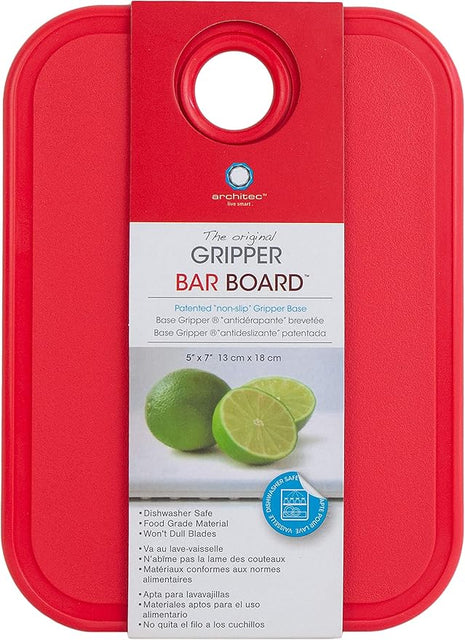 Architec Original Gripper Barboard, 5" by 7", Red, Patented Non-Slip Technology and Dishwasher Safe Cutting Board