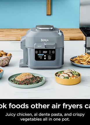 Ninja SF301 Speedi Rapid Cooker & Air Fryer, 6-Quart Capacity, 12-in-1 Functions to Steam, Bake, Roast, Sear, Sauté, Slow Cook, Sous Vide & More, 15-Minute Speedi Meals All In One Pot, Sea Salt Gray