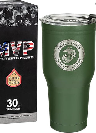 30 oz USMC OD Green Coffee Tumbler - Double Wall Vacuum Insulated Stainless Steel Marine Corps Travel Mug – USMC 30oz Green