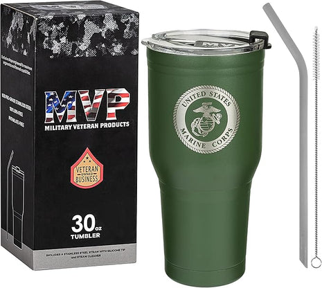 30 oz USMC OD Green Coffee Tumbler - Double Wall Vacuum Insulated Stainless Steel Marine Corps Travel Mug – USMC 30oz Green