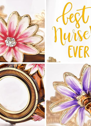 OEAGO Nurse Week Gifts for Women Tea Cup Nurses Day Gift for Nurse Doctor Assistant Appreciation Graduation Birthday Funny Present Enamel Flower Glass Mugs for Dentist from Patient Friends