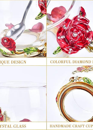 OEAGO Gifts for Mom Women Stocking Stuffers for Women Christmas Glass Coffee Enamels Mug Valentines Day Gifts for Her Girlfriend Wife Best Birthday Valentine's Mothers Day from Daughter Son Tea Cup