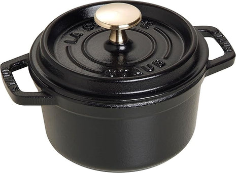 Staub La Cocotte Round 40509-476 Pico Cocotte Round Black 5.5 inches (14 cm) Small, Both Handed Casting, Enameled Pot, Induction Compatible, Japanese Authentic Product