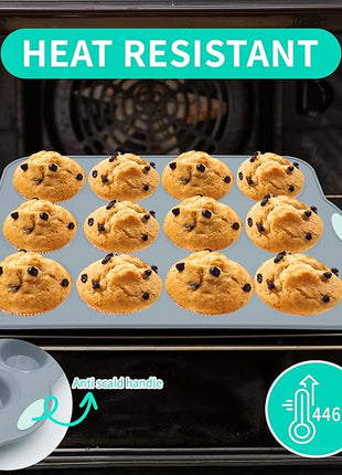 To encounter 2Pack Silicone Muffin Pan with Metal Frame, 12 Cup Regular Size Cupcake Pan, Non-Stick Baking Tray, Food Grade Baking Molds for Oven, Dishwasher Safe