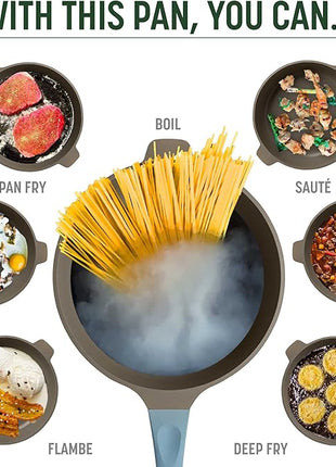 Goodful All-in-One Pan, Multilayer Nonstick, High-Performance Cast Construction, Multipurpose Design Replaces Multiple Pots and Pans, Dishwasher Safe Cookware, 11-Inch, 4.4-Quart Capacity, Blue Mist