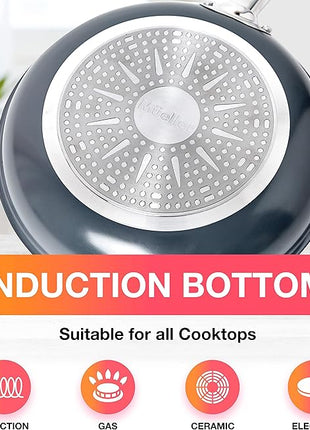 Mueller Sapphire UltraClad Kitchen Induction Pots and Pans Set Nonstick Induction Cookware Sets -24pc for Cooking Kitchen Cookware Sets, Frying Pans