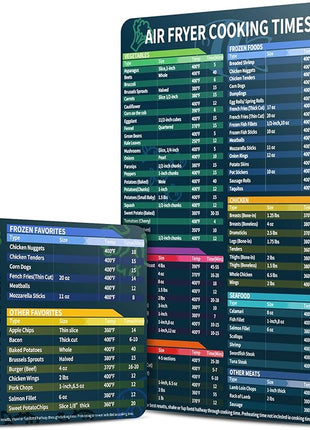 Air Fryer Magnetic Cheat Sheet Set, Cook Times Chart Air Fryer Accessories Magnet Sheet Quick Reference Guide for Cooking and Frying, Easy to Use, Excellent Kitchen Assistant