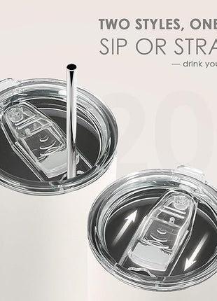 SANDJEST Beige Tumbler 20oz Stainless Steel Double Wall Vacuum Insulated, Travel Coffee Cup, Gifts for Men Women Birthday Christmas