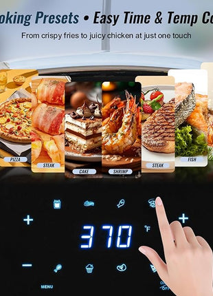 Charmi 5QT Air Fryer – Beautiful Retro Design, Stylish Countertop Look, Nonstick & PFAS-Free, Safe Auto Shutoff, Digital Touchscreen, 8 Cooking Presets (Pastel Blue)