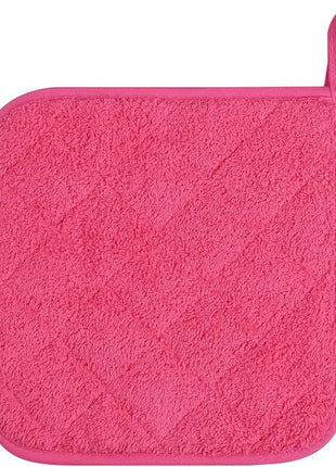 100% Cotton Kitchen Everyday Basic Terry Pot Holder Heat Resistant Coaster Potholder for Cooking and Baking Set of 5 (Dark Pink, Potholder)