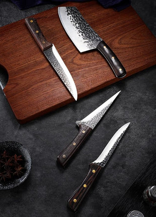 DRAGON RIOT Chef Butcher Knife Set for Meat Cutting with Roll Bag, 12 PCS Japanese Forged Chef Knives Set for Men and Women Gift for Men