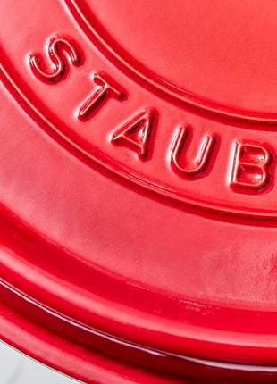 STAUB Cast Iron Dutch Oven 4-qt Round Cocotte, Made in France, Serves 3-4, Cherry