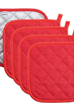 Pot Holders Cotton Made Machine Washable Heat Resistant Potholder, Pot Holder, Hot Pads, Trivet for Cooking and Baking (5, Red)