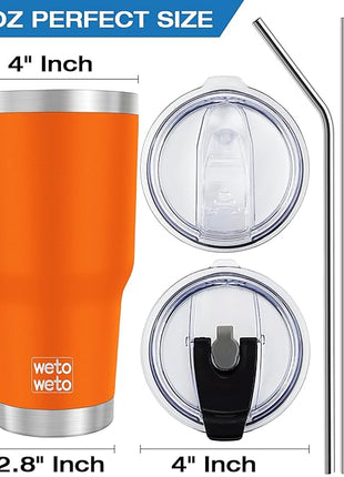 WETOWETO 30 oz Tumbler Stainless Steel Vacuum Insulated Coffee Ice Cup Double Wall Vacuum Coffee Cup Thermal Cups for Hot and Cold drinks, Suitable for Beach, Travel (Orange, 1 Pack)