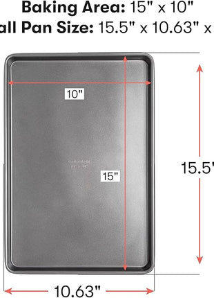 Cooking Light Heavy Duty Nonstick Bakeware Carbon Steel Baking Sheet or Cookie Sheet with Quick Release Coating, Manufactured without PFOA, Dishwasher Safe, Oven Safe, 15-Inch x 10-Inch, Gray