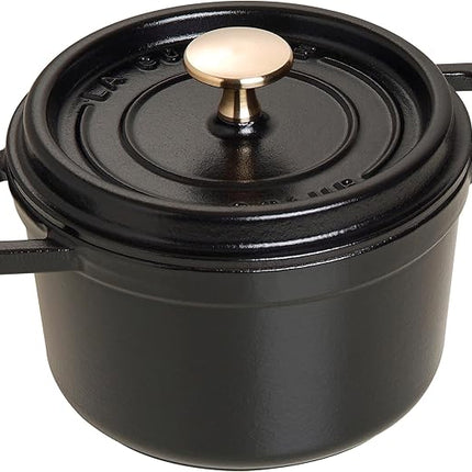 staub La Cocotte Round 40509-480 Pico Cocotte Round Black 6.3 inches (16 cm) Small, Both Handed Casting, Enameled Pot, Induction Compatible, Japanese Authentic Product