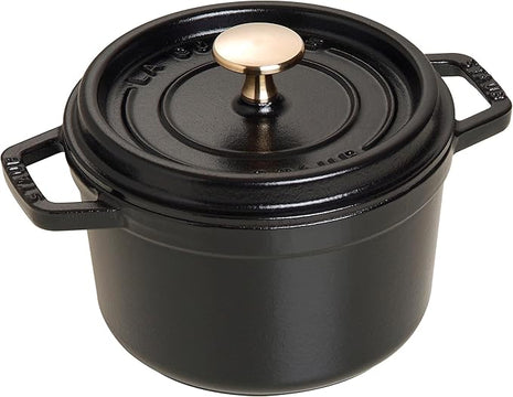 staub La Cocotte Round 40509-480 Pico Cocotte Round Black 6.3 inches (16 cm) Small, Both Handed Casting, Enameled Pot, Induction Compatible, Japanese Authentic Product