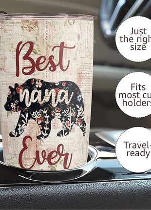 Macorner Mothers Day Gift for Nana & Mom From Daughter, Son for Grandma - Stainless Steel Bear Tumbler 20oz for Women