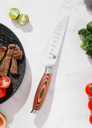 MSY BIGSUNNY Steak Knife Set, 4-Piece, German Steel 5-Inch Blade, High-end Ergonomic Handle Steakhouse Knife Set (Steak Knife Set 5")