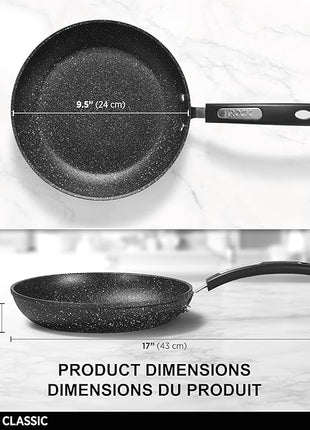 Starfrit The Rock 24 cm (9.5") Non-Stick Fry Pan - Durable Forged Aluminum - Oven Safe - PFOA Free - Easy to Clean - Black