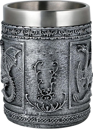 Medieval Roaring Dragon Coffee Mug - Dungeons and Dragons Beer Stein Tankard Drink Cup - 15.8oz Stainless Mug for GOT Dragon Lovers Collector Ideal Novelty Gothic Father Day Gift Party Decoration