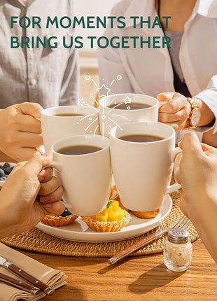 Sweese Porcelain Coffee Mugs - 16 Ounce - Set of 6, Cups for Latte, Hot Tea, Cappuccino, Mocha, Cocoa, White