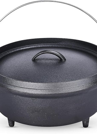 Bruntmor 5 Qt Camp Dutch Ovens Set - Black: Experience high-performance cooking with this versatile and durable 3-piece set, including a pot, lid, and 9" meat rack/trivet. - 13 x 13 inch