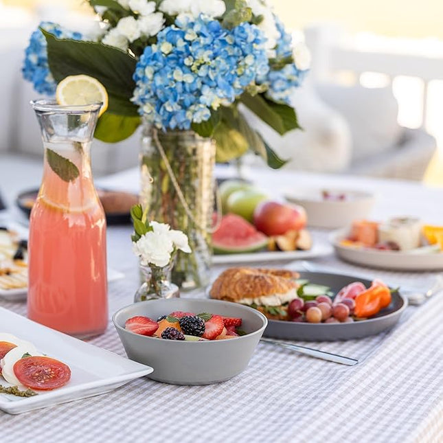 Grow Forward Premium Wheat Straw Plates and Bowls Sets - 8-Piece Wheat Straw Dinnerware Sets - Unbreakable & Reusable Microwave Safe Plastic Dinner Plates for Outdoors, RV, Camping Dishes - Moonlight