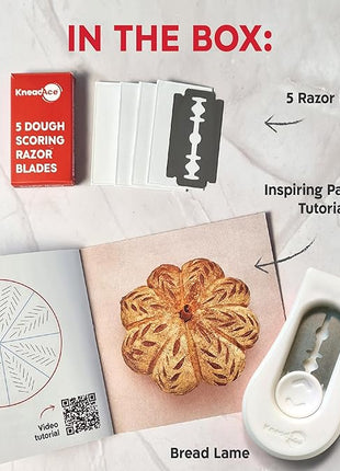 KneadAce Upgraded Magnetic Bread Lame, Professional Dough Scoring Tool with Extractable Blade, Sourdough Bread Tool for Baking, Includes Scoring Pattern Booklet & 5 Replaceable Razor Blades