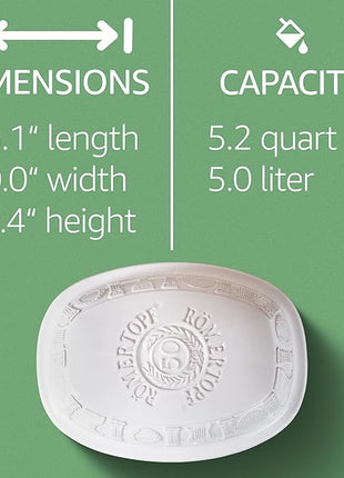 Romertopf Clay Roaster | 50 Years Anniversary Edition | Non-Stick Dutch Oven | Healthy Pot Cooking | Clay Baker | Versatile Cooking Vessel - 5.2 Quarts (5 Liters) for up to 8 people - White