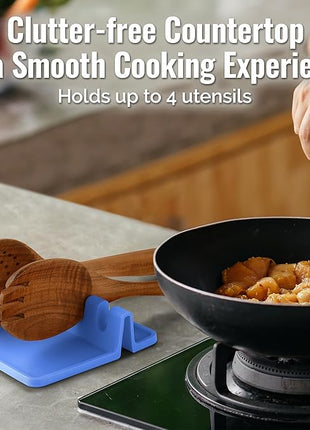 Zulay Kitchen Silicone Utensil Rest with Drip Pad for Multiple Utensils - BPA-Free, Heat-Resistant Spoon Rest & Spoon Holder for Stove Top - Kitchen Utensil Holder for Ladles & Tongs - Periwinkle