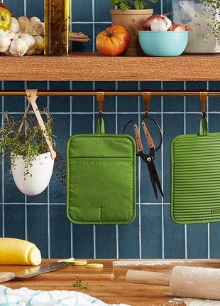 KitchenAid Ribbed Soft Silicone Pot Holder 2-Pack Set, Matcha, 7"x9"