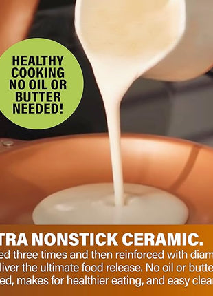 Gotham Steel Double Sided Pan, The Perfect Pancake Maker – Ceramic Nonstick Copper Easy to Flip Pancake Griddle for Fluffy Pancakes, Omelette Maker, Frittata Maker & More! Dishwasher Safe