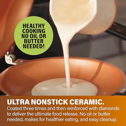 Gotham Steel Double Sided Pan, The Perfect Pancake Maker – Ceramic Nonstick Copper Easy to Flip Pancake Griddle for Fluffy Pancakes, Omelette Maker, Frittata Maker & More! Dishwasher Safe