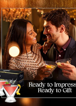 Dragon Glassware Stemless Martini Glasses - 7 oz Clear Set of 2 - Double Wall Insulated Cocktail Glass Set - Unique and Fun Gift for Espresso Martini Lovers