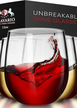 Unbreakable Stemless Plastic Wine Glasses | Reusable | Shatterproof 100% Tritan Plastic | Dishwasher-Safe | BPA-free | Awesome for Indoor & Outdoor | 13 oz, Set of 8