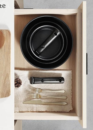 CAROTE 17Pcs Pots and Pans Set Non Stick, Cookware Set Detachable Handle, Nonstick Induction Kitchen Sets Non Stick with Removable Handle, RV Cook Ware, Oven Safe, Black